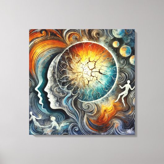 Kosmische energie en surrealistische Abstracte gez Canvas Afdruk (Voorkant)