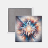 Kosmische energie omarmd door handen magneet (Voorkant / Achterkant)