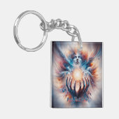 Kosmische energie omarmd door handen sleutelhanger (Voorkant Links)