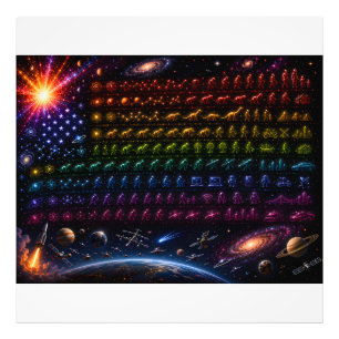 Kosmische evolutie Amerikaanse vlag Oerknal tot Foto Afdruk