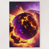 Kosmische exploderende Oranje en Paarse nevel Legpuzzel (Verticaal)