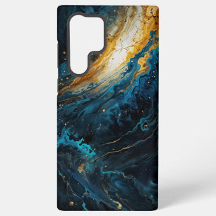 Kosmische Explosie Blauw en Goud Abstract Samsung Galaxy Hoesje