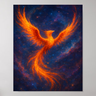 Kosmische Feniks Rijzende Vuurvogel in Nevel Fanta Poster