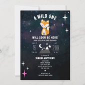 Kosmische Fox Wild Een Roze Meisje Baby shower Kaart (Voorkant)