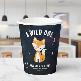 Kosmische Fox Wild Een Roze Meisje Baby shower Papieren Bekers