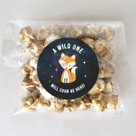 Kosmische Fox Wild Een Roze Meisje Baby shower Ronde Sticker