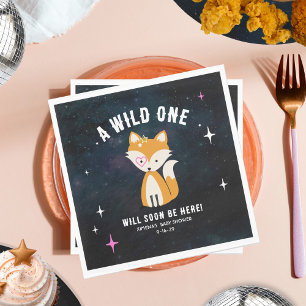Kosmische Fox Wild Een Roze Meisje Baby shower Servet