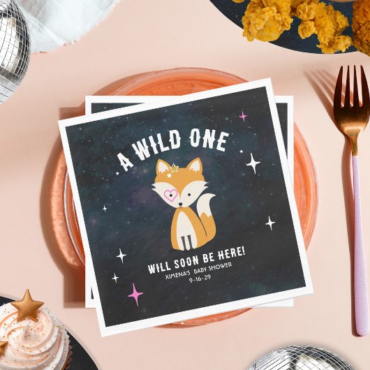 Kosmische Fox Wild Een Roze Meisje Baby shower Servet