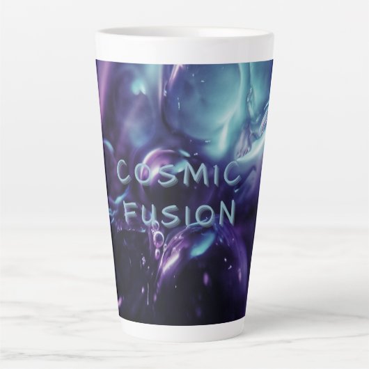 Kosmische Fusie Hemelse Abstract Paarse Melkweg .. Latte Mok (Voorkant)