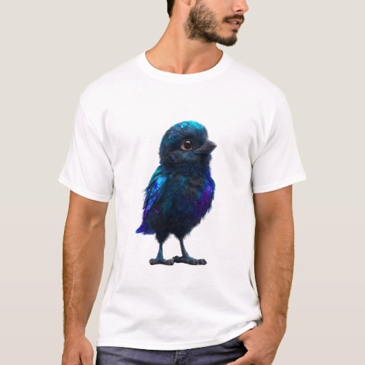Kosmische Galaxy Blauwe Vogelmannen T-shirt (Voorkant)