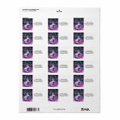 Kosmische galaxy kat Starry Skies Paars en groen Etiket (Full Sheet)