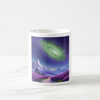 Kosmische Galaxy Mok - Groene Nevel Over Paarse Mo