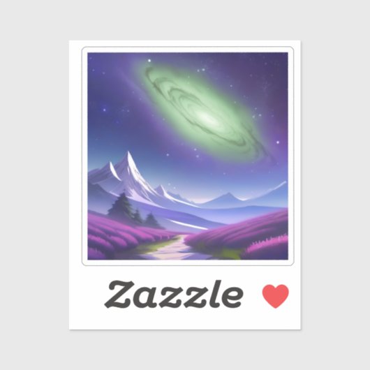 Kosmische Galaxy Mok - Groene Nevel Over Paarse Mo Sticker (Vel)