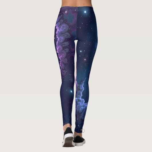 Kosmische galaxy print met wervelende paars en bla leggings (Achterkant)
