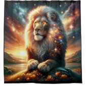 Kosmische Galaxy Space Lion Leeuw Sterkte Astrolog Douchegordijn (Voorkant)