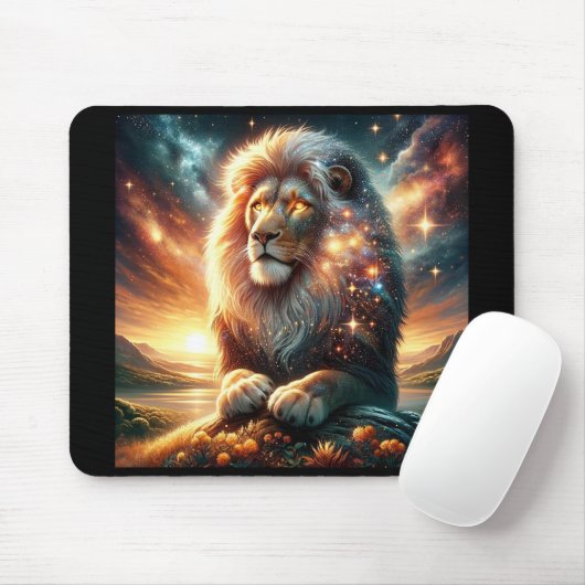 Kosmische Galaxy Space Lion Leeuw Sterkte Astrolog Muismat (Met muis)