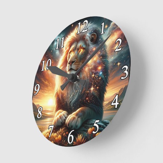 Kosmische Galaxy Space Lion Leeuw Sterkte Astrolog Ronde Klok (Hoek)