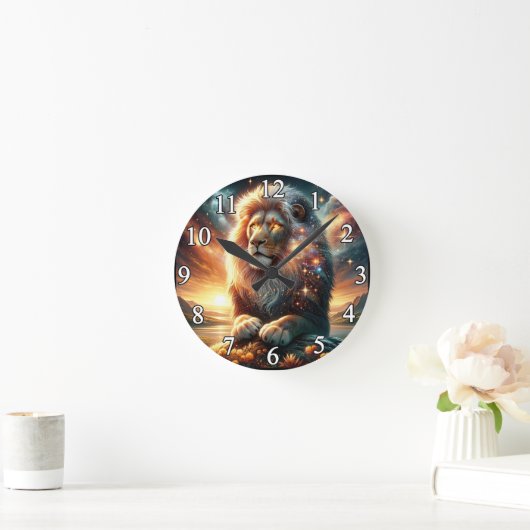 Kosmische Galaxy Space Lion Leeuw Sterkte Astrolog Ronde Klok (Huis)