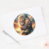 Kosmische Galaxy Space Lion Leeuw Sterkte Astrolog Ronde Sticker (Envelop)