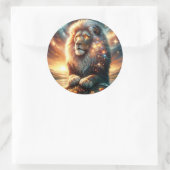 Kosmische Galaxy Space Lion Leeuw Sterkte Astrolog Ronde Sticker (Tas)