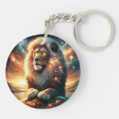 Kosmische Galaxy Space Lion Leeuw Sterkte Astrolog Sleutelhanger (Achterkant)