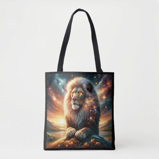 Kosmische Galaxy Space Lion Leeuw Sterkte Astrolog Tote Bag (Voorkant)