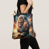 Kosmische Galaxy Space Lion Leeuw Sterkte Astrolog Tote Bag (Dichtbij)