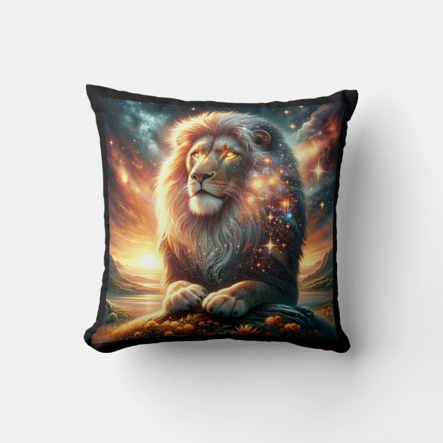 Kosmische Galaxy Space Lion Leo Astrologie Kussen (Voorkant)