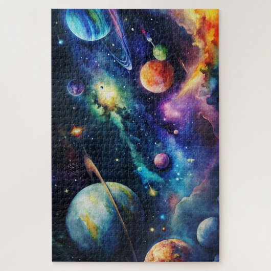 Kosmische Galaxy Waterverf Planeten, Carina Nebula Legpuzzel (Verticaal)