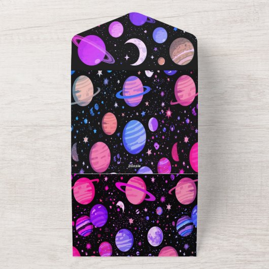 Kosmische Gedachten Buitenste Ruimte Boodschap Kaa All In One Uitnodiging (Buitenkant)