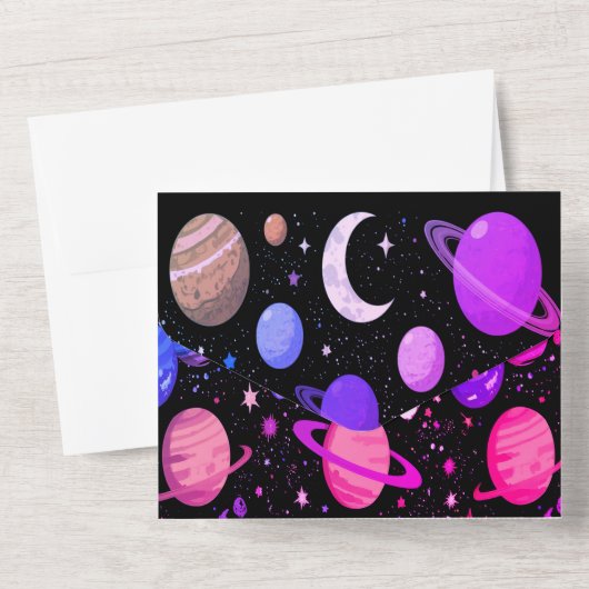 Kosmische Gedachten Buitenste Ruimte Boodschap Kaa All In One Uitnodiging (Achterkant)