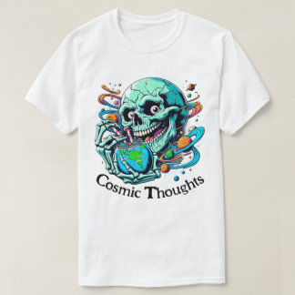 Kosmische Gedachten" Levendige Schedel & Aarde T-shirt
