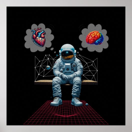 Kosmische Geest vs Hart Astronaut Poster (Voorkant)