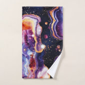 Kosmische Geode Abstract met Paarse Gouden Werveli Bad Handdoek (Handdoek)