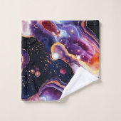 Kosmische Geode Abstract met Paarse Gouden Werveli Bad Handdoek (Wasdoekje)