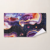 Kosmische Geode Abstract met Paarse Gouden Werveli Bad Handdoek (Handdoek)