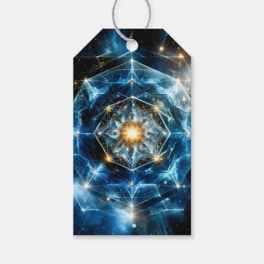 Kosmische Geometrie Mandala Ster Heelal Abstract Cadeaulabel (Voorkant)