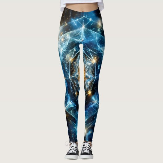 Kosmische Geometrie Mandala Ster Heelal Abstract Leggings (Voorkant)