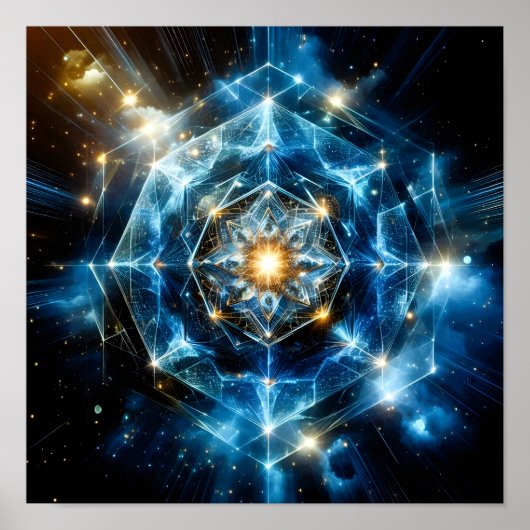 Kosmische Geometrie Mandala Ster Heelal Abstract Poster (Voorkant)
