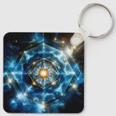 Kosmische Geometrie Mandala Ster Heelal Abstract Sleutelhanger (Achterkant)