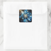 Kosmische Geometrie Mandala Ster Heelal Abstract Vierkante Sticker (Tas)