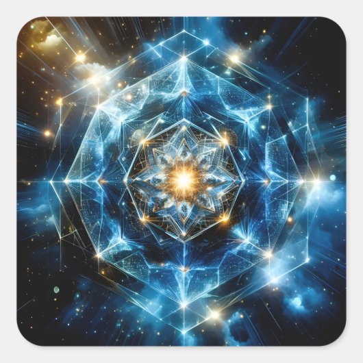Kosmische Geometrie Mandala Ster Heelal Abstract Vierkante Sticker (Voorkant)