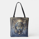 Kosmische geometrie - Mystiek gezichtsontwerp Tote Bag (Achterkant)