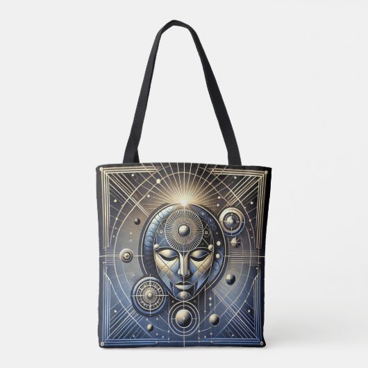 Kosmische geometrie - Mystiek gezichtsontwerp Tote Bag (Achterkant)