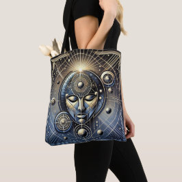 Kosmische geometrie - Mystiek gezichtsontwerp Tote Bag
