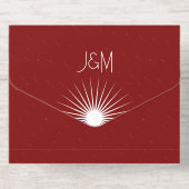 Kosmische Geometrie Trouwen Terracotta Red Starbur All In One Uitnodiging (Achterzijde)