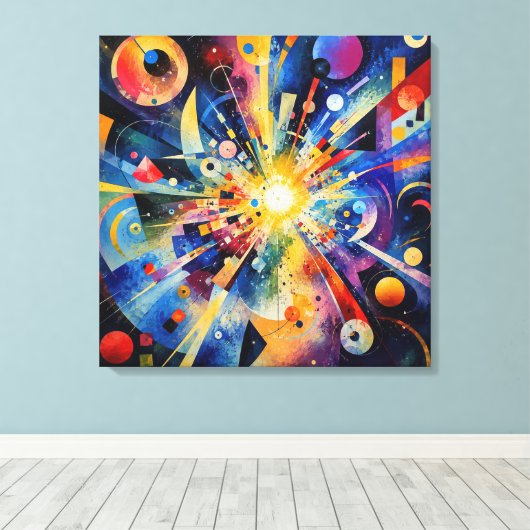 Kosmische Geometrische Explosie Abstract Canvas Afdruk (Insitu (Houten vloer))