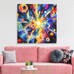 Kosmische Geometrische Explosie Abstract Canvas Afdruk