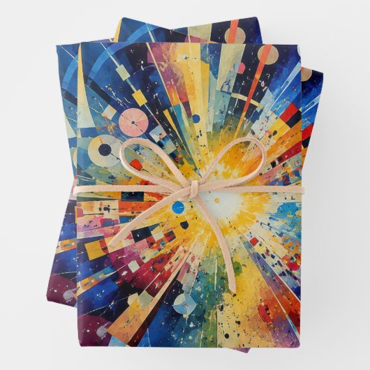 Kosmische Geometrische Explosie Abstract Inpakpapier Vel (In situ)