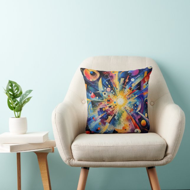 Kosmische Geometrische Explosie Abstract Kussen (Stoel)